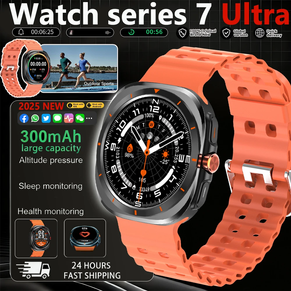 

2025 New Watch 7 Ultra Smart Watch Men 3D Video Display Sports SmartWatch GPS NFC Compass Blood oxygen Smartwatch