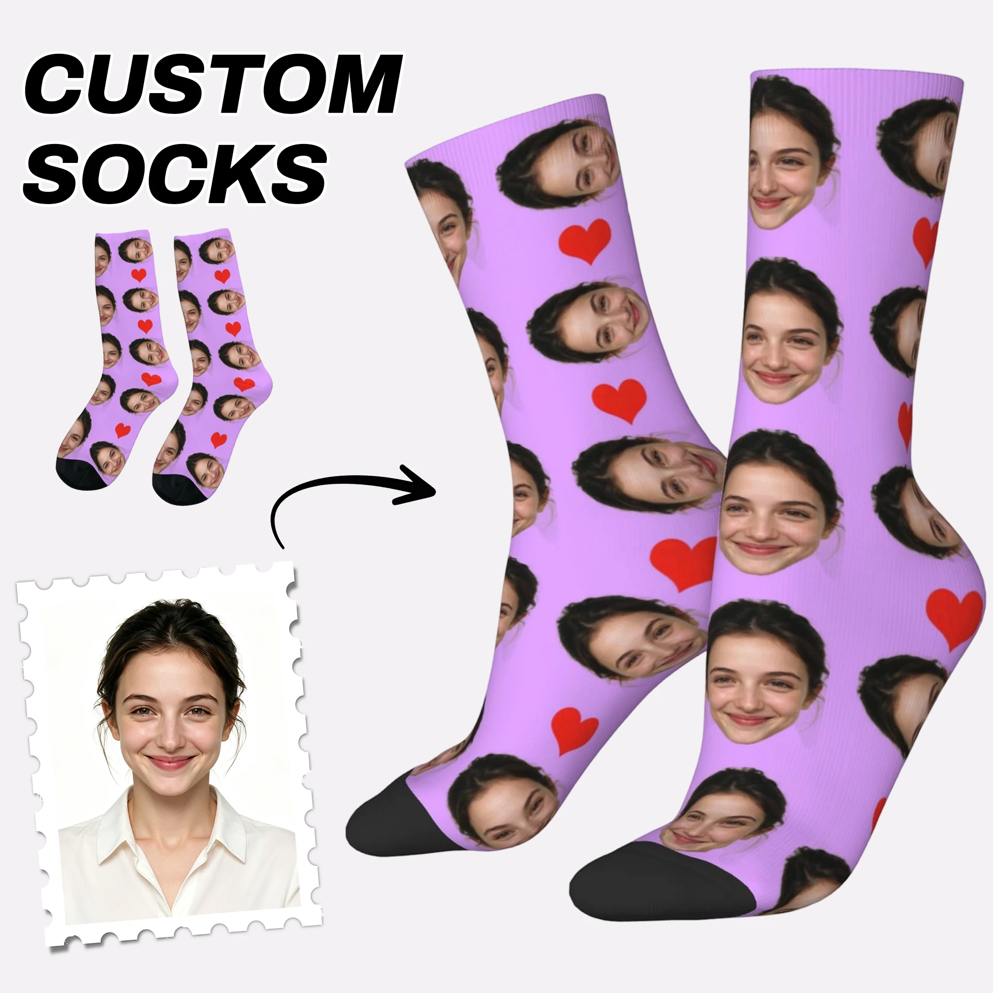 Custom Face Socks Personalized Photo Socks Funny Gift for Men Women Couples Friends Unique Custom Printed Socks