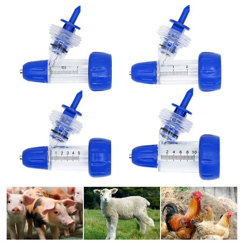 1/2/5/10Ml Automatic Veterinary Continuous Syringe Animal Adjustable Vaccine Injector Livestock Sheep Cow Injection Accessories