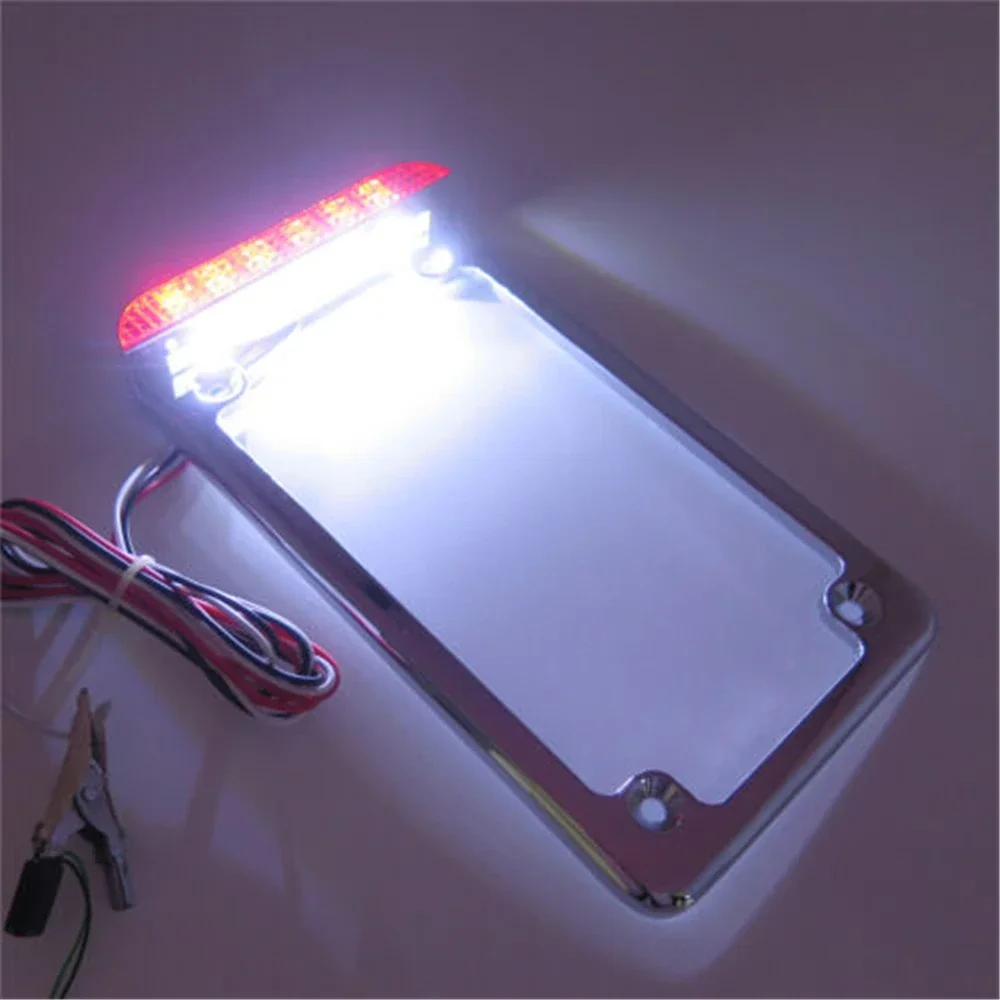 

7"x4" License Plate Frame 3" LED For Honda/Suzuki/Yamaha/Kawasaki/Harley Davidson Motorcycle Part