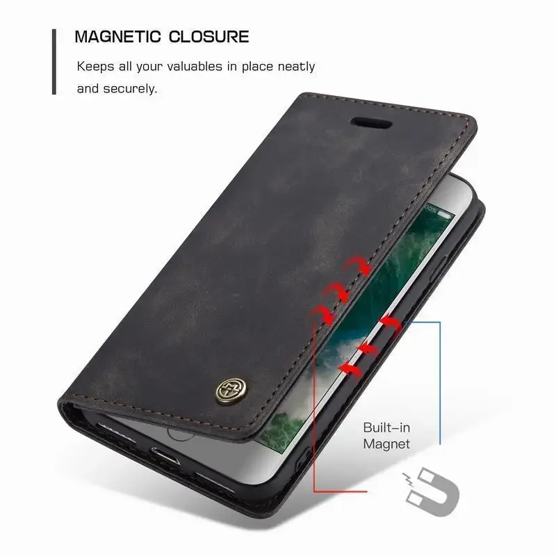 Leather Case For iPhone SE 2016 2020 2022 Luxury Magnetic Flip Wallet Protect Stand Wallet Phone Bag On For i Phone 5 S E Coque