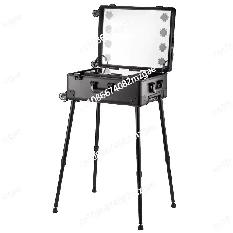 Professional Lamp Trolley Cosmetic Case，for Makeup Artists Beauty Toolbox，with Hidden Bracket Light Box