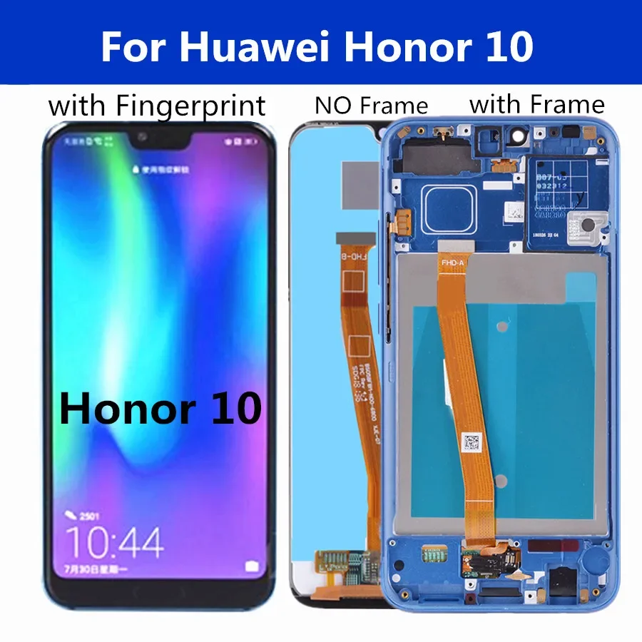 5.84'' with Fingerprint  LCD For Huawei Honor 10 LCD Display Touch Screen Digitizer For honor10 lcd COL-L29 COL-AL10