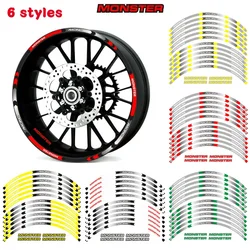 Motorcycle Wheel Sticker Decal Reflective Rim Suitable For DUCATI MONSTER 1200/S/R 821 796 696 1000 900 S4R S4 400 620 695