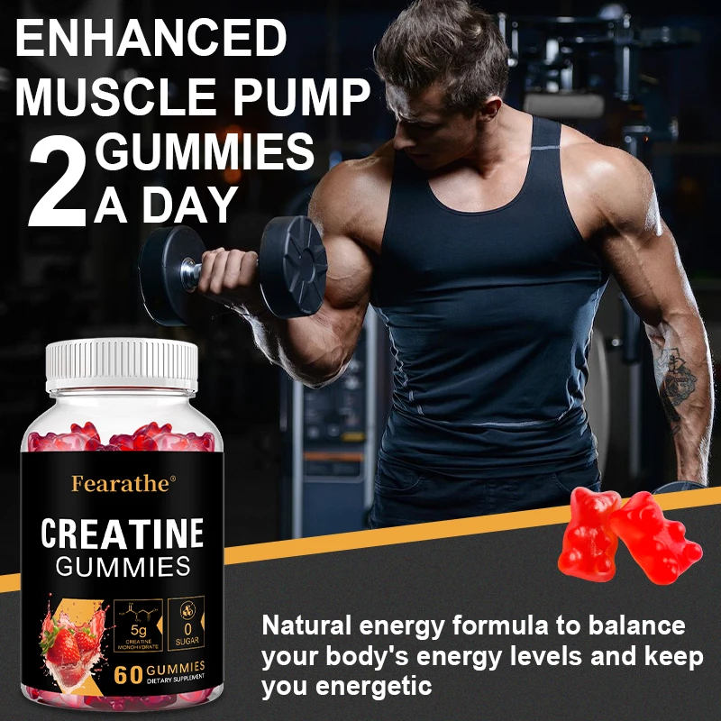 Creatine Monohydrate - Boost Energy, Build Muscle Mass, and Improve Athletic Performance - 60 Gummies