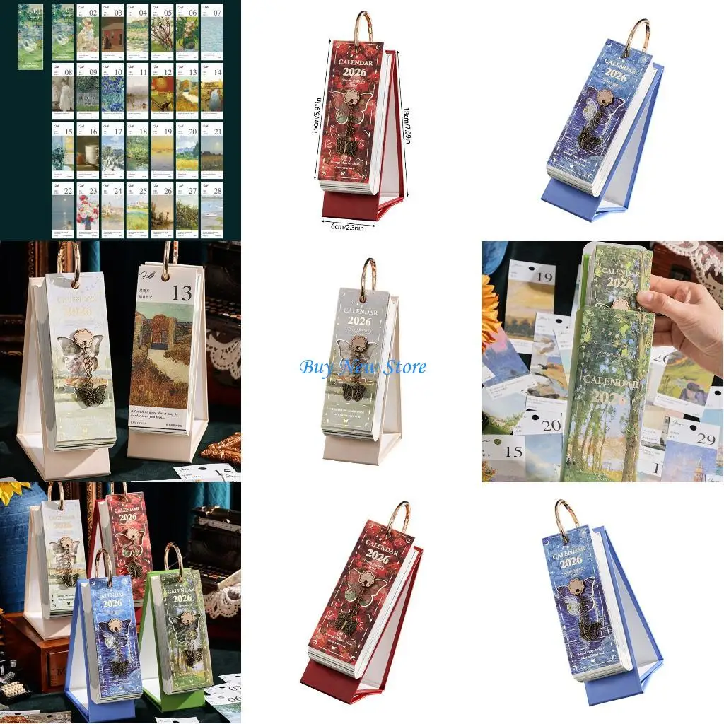 

20CE 2026 Desk Calendar Desktop Planner Wire Binding Calendar Standing