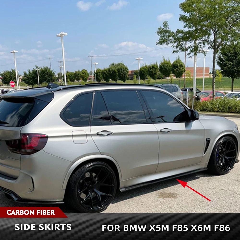

For BMW X5M F85 X6M F86 SUV 2015-2018 Carbon Fiber Car Side Skirts Car Under Door Rocker Panels Valance Extension Lip Body Kits