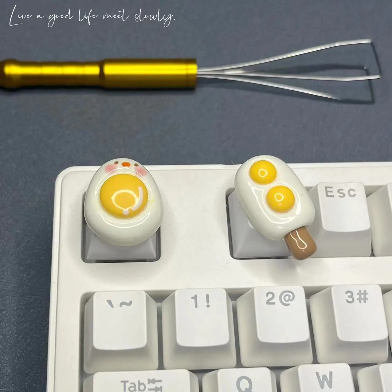 DIY Cartoon Resin Cute Egg Keycaps Creative ESC Cross Axis Gaming Mechanical Keyboard Food Keycaps