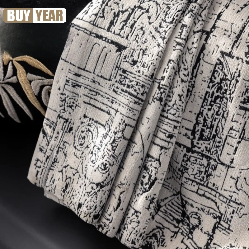 

Custom Size！！French Small Fragrance Style Woven Jacquard Blackout Chenille Curtains for Living Dining Room Bedroom Decor Window