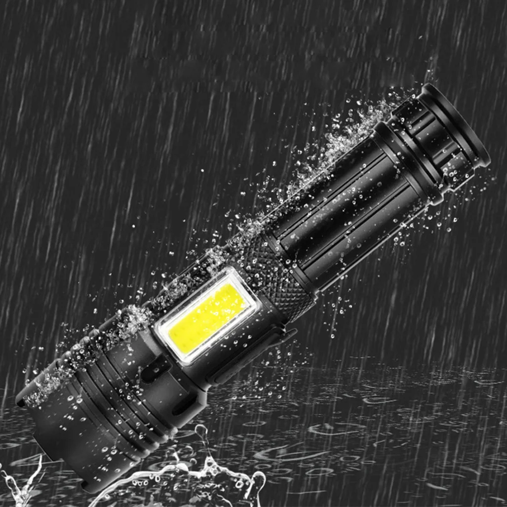 High Power LED Flashlight USB Rechargeable 3 Modes Outdoor Camping Lantern White Lasers Flashlight for Outdoor Fishing Adventure