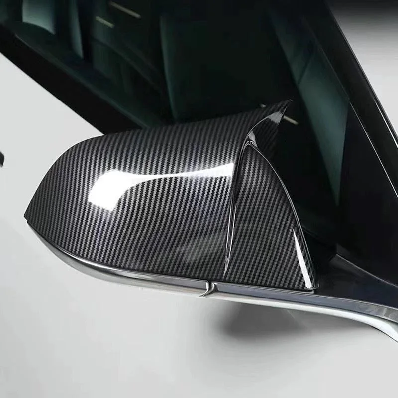 High-quality genuine carbon fiber rearview mirror covers for Tesla Model X, suitable for 2016, 2018, 2019, 2020, and 2021 models