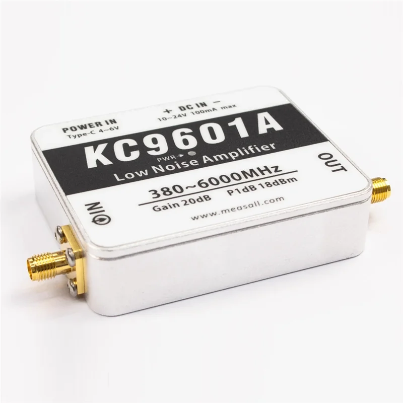 

3CGRO-KC9601A 380Mhz-6Ghz Low Noise Amplifier Ultra-Wideband LNA Module 2.4G/5.8G 20Db High Gain Type-C Power Supply