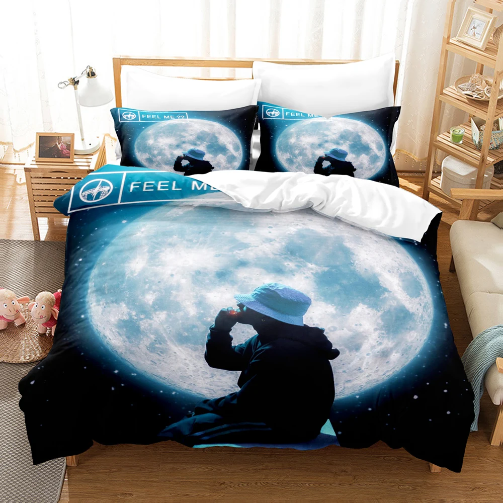 Music Fan Trueno Album Themed Bedding Set 3D Printed Quilt Cover + 2 Pillowcases Polyester Bed Cover For Bedroom Holiday Present