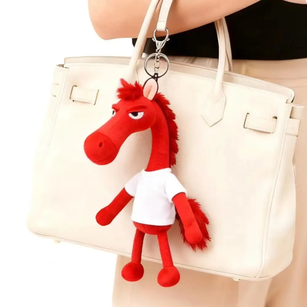 

Adorable Creative Dark Horse Keychain Cute Soft Simulation Horse Chinese Style Mascot Zodiac Pony Figurine Christmas Gift