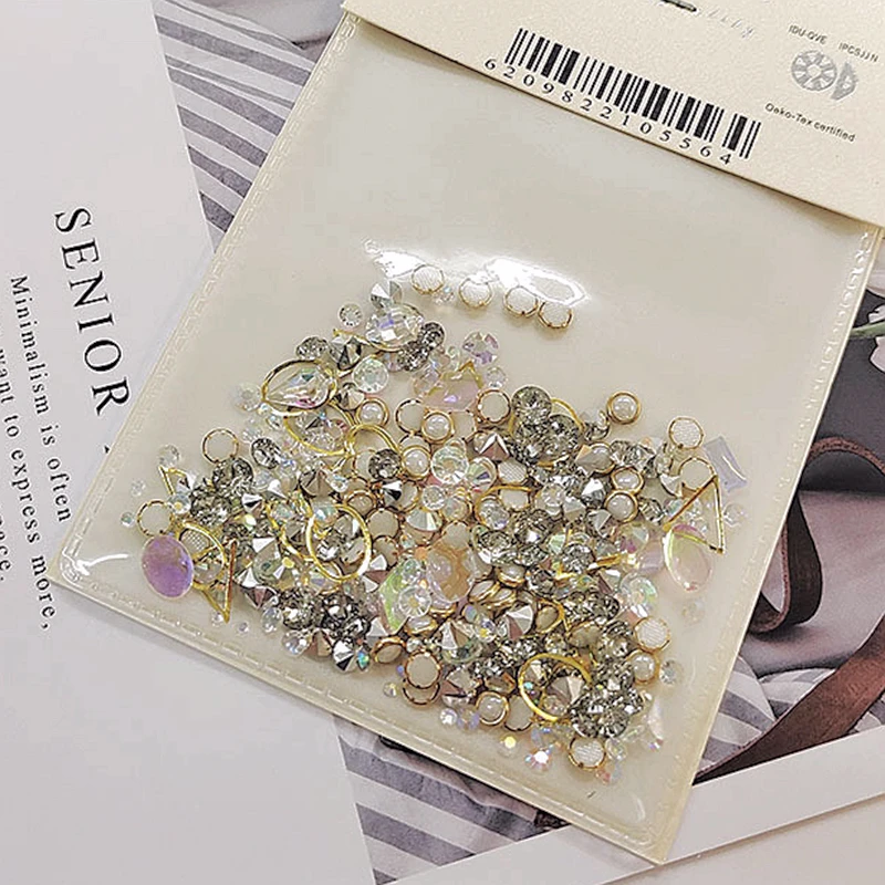 

Mixed Style Strass Nail Art Decorations Rhinestones Metal Frame Charm Nails Jewelry Accessories Pearl Gems Crystals Supplies