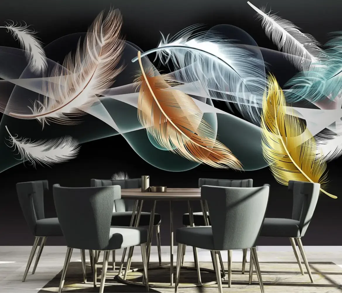 custom papel de parede 3D TV background photo mural wall paper decoration modern Feather wallpaper art mural art wall covering