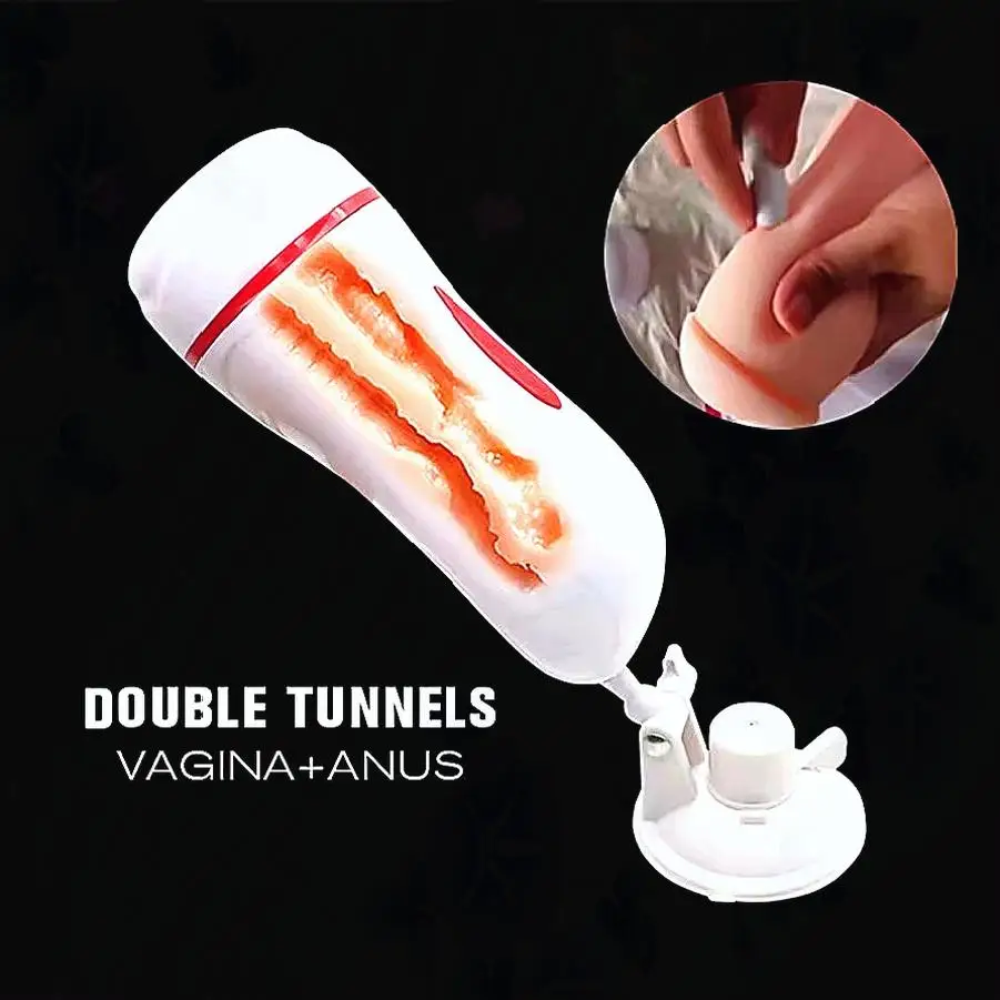 المزدوج قناة المهبل الشرج جهاز استمناء المهبل الاصطناعي جيب كس القضيب مضخة هزاز ذكر الاستمناء كأس الجنس لعب #2