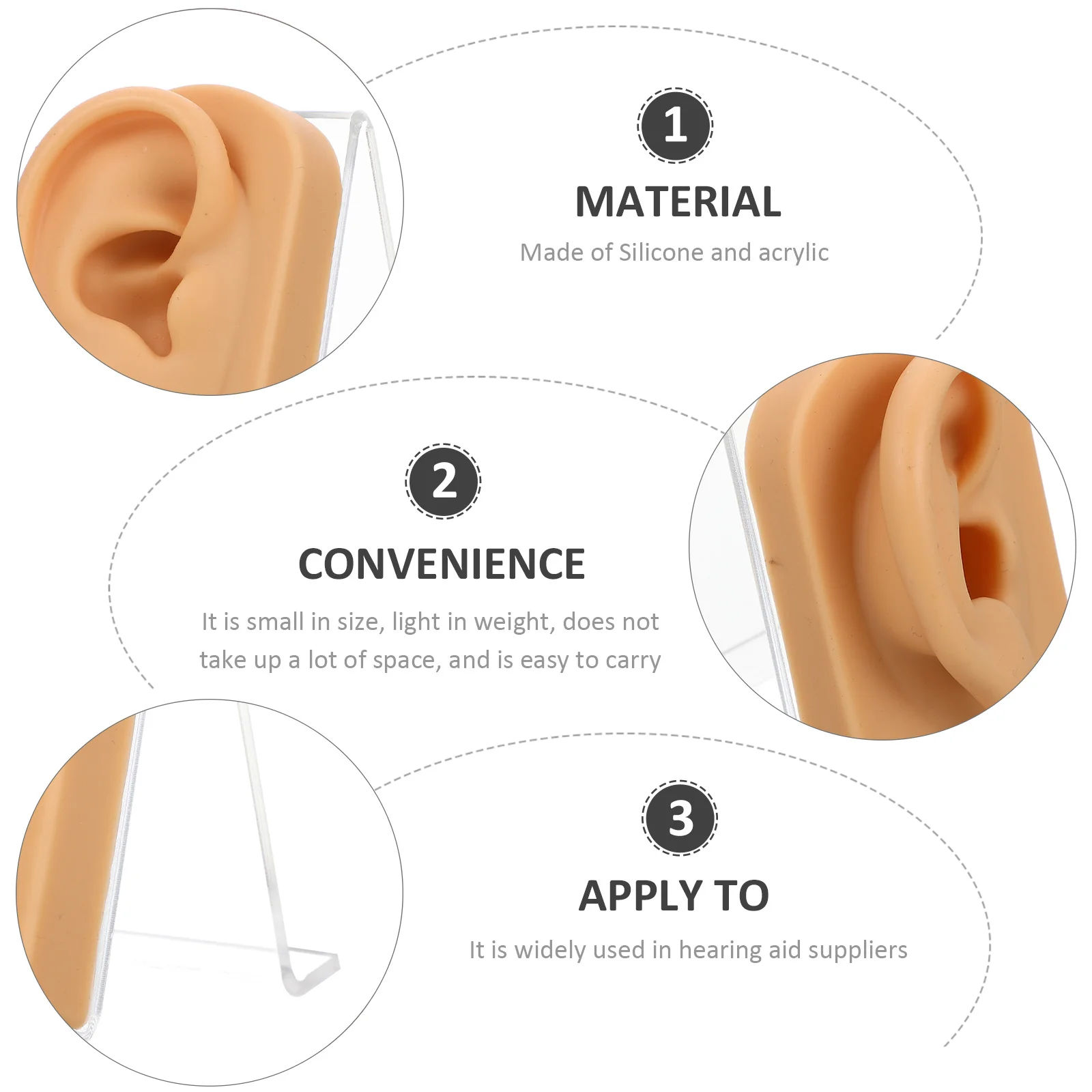 

1Set Soft Silicone Ear High Durability Deformation Resistant Earring Holder Professional Beauty Shop School Use