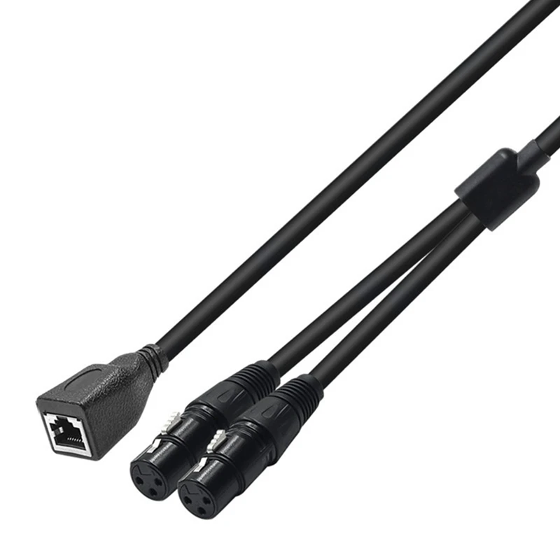 1Pcs Dual 3Pin XLR To RJ45 Adapter RJ45 To Dual XLR DMX Cable For DMX-CON Controller Series And Recording Studio