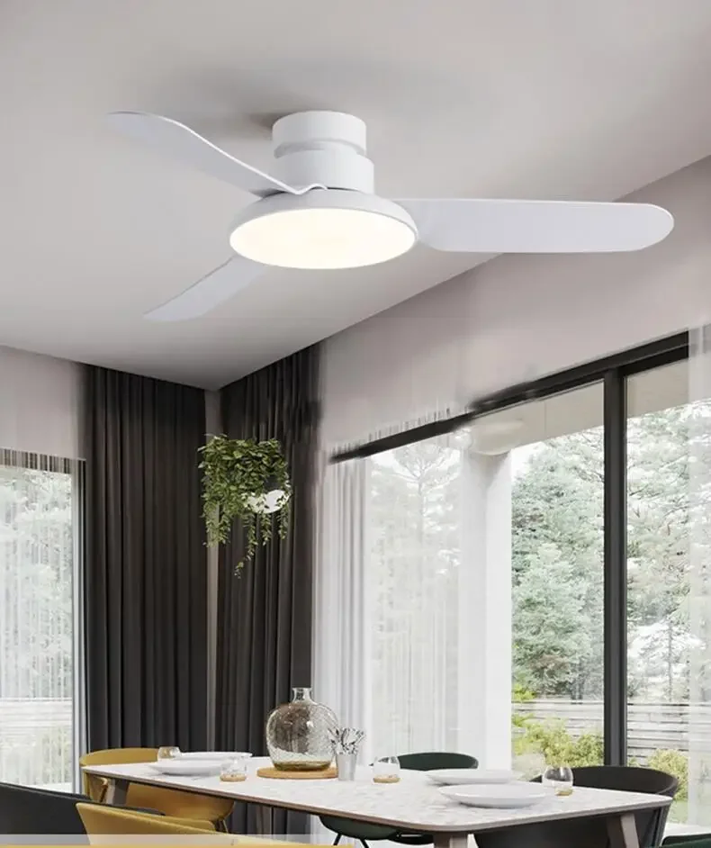 Low Floor Ceiling Fan With Led Light  42 inch Remote Control Dining Living Room Bedroom Nordic Simple Home Modern DC Fan Light