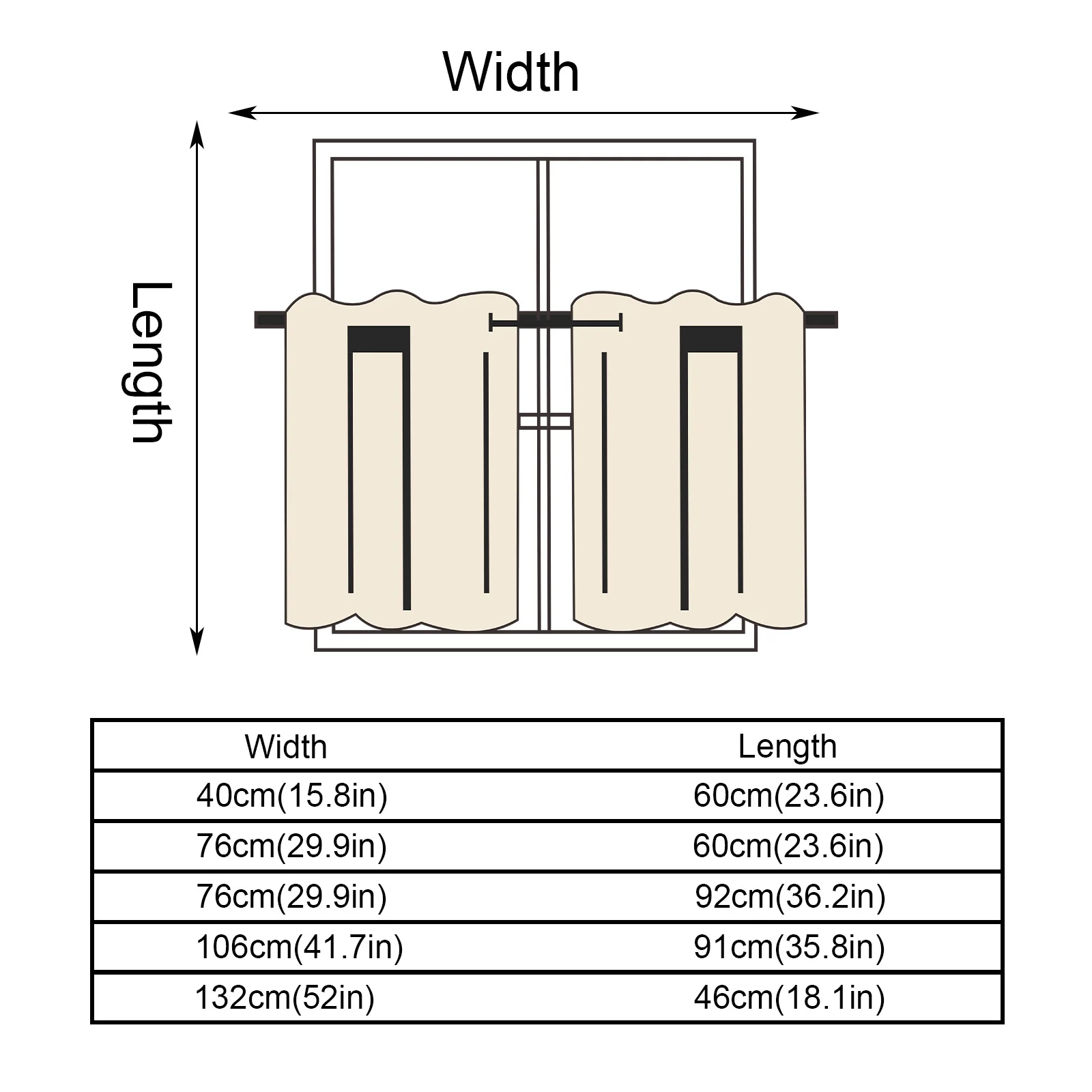 2-panel Light-Filtering RV Kitchen Window Curtain Layers - Short Curtain Panels with Rod Pocket, Suitable for RVs