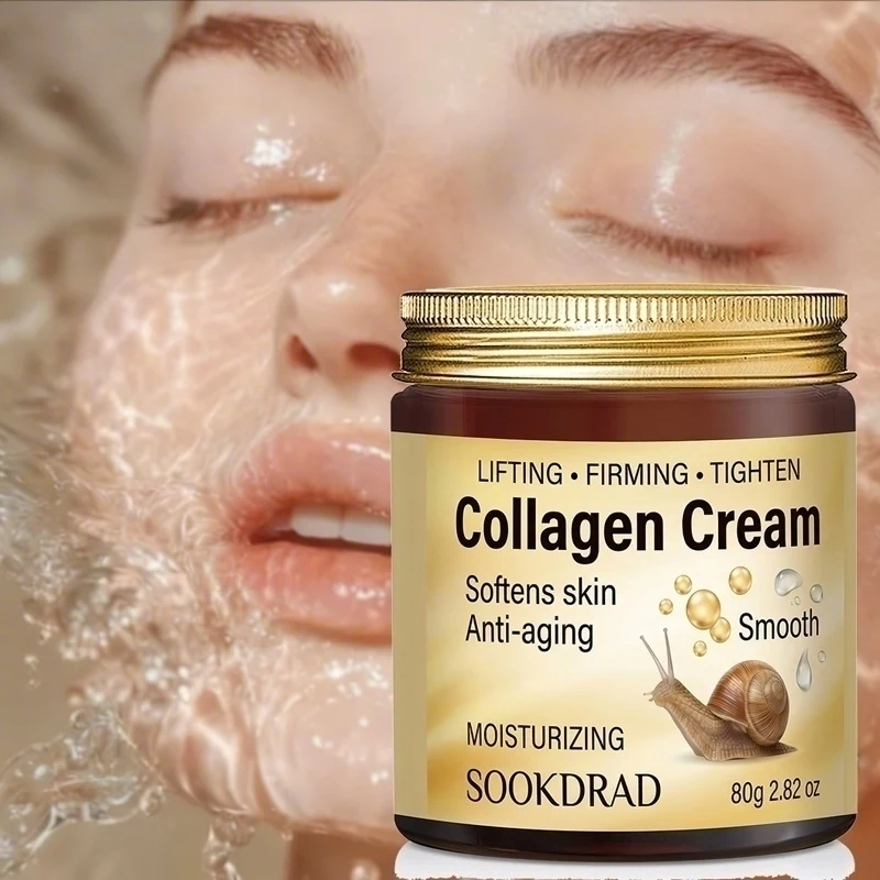 Collagen Cream with Snail Extract, Daily Glow, Moisturizing, 80g/2.82oz, Face & Neck, Unisex