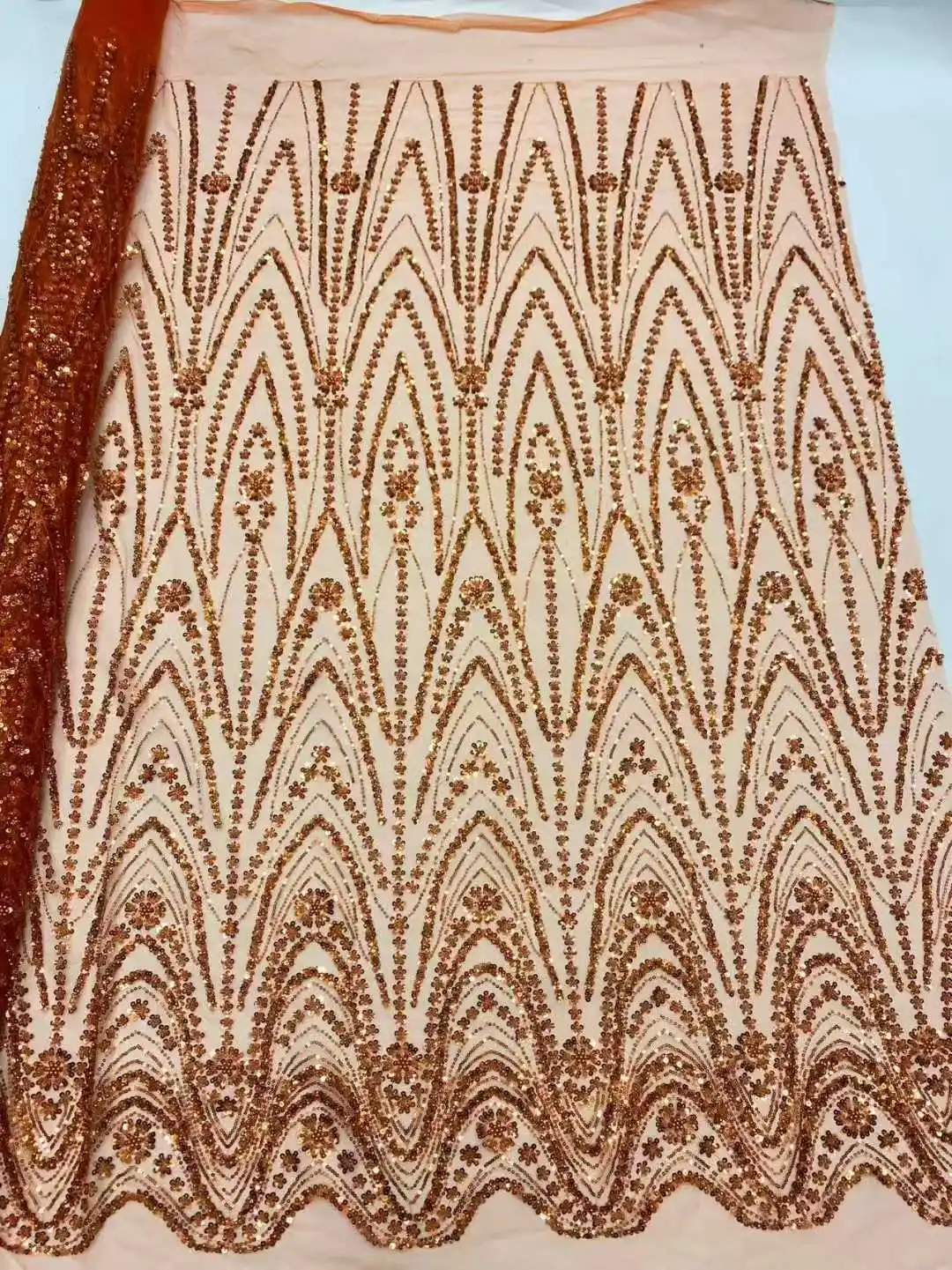 2026 Africano Nigeriano di Alta Qualità Paillettes In Rilievo Tulle Tessuto di Pizzo per Abiti Da Ballo Perline Ricamo Cucito Netto di Stoffa SZ1774