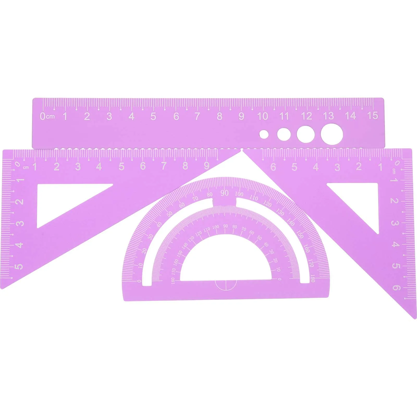 4pcs Aluminum Alloy Ruler Set Geometry Math Tools Office School Measurement Kit Portable Lightweight Stationery For