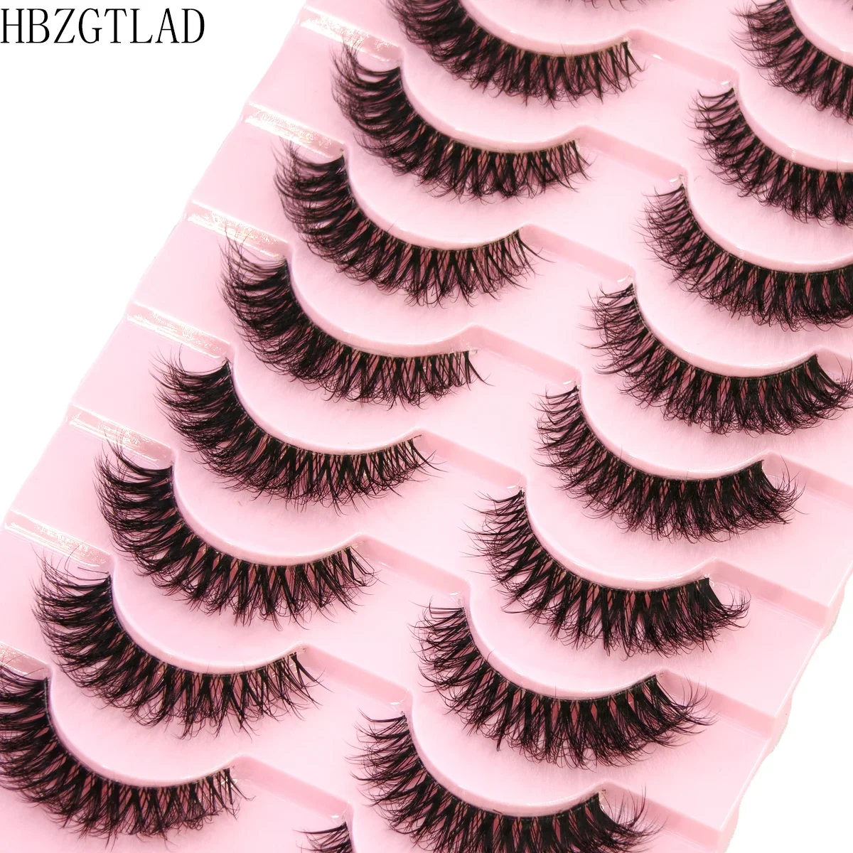 AMSDCN 3D Volumen-Streifenwimpern 10 Paar Natürliche Flauschige Künstliche Wimpern Wispy Lashes D-Curl Falsche Wimpern mit Transparentem Band