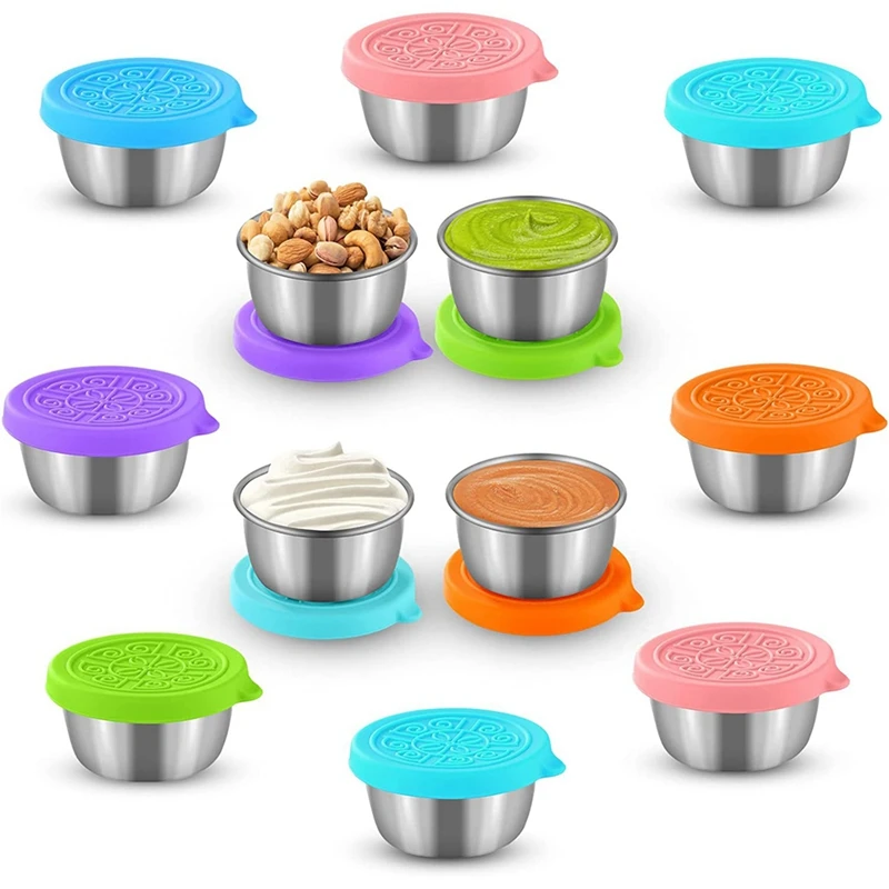 12Piece Salad Dressing Containers To Go With Lids, Leak Proof Condiment Container, Reusable Condiment Cup 1.6Oz