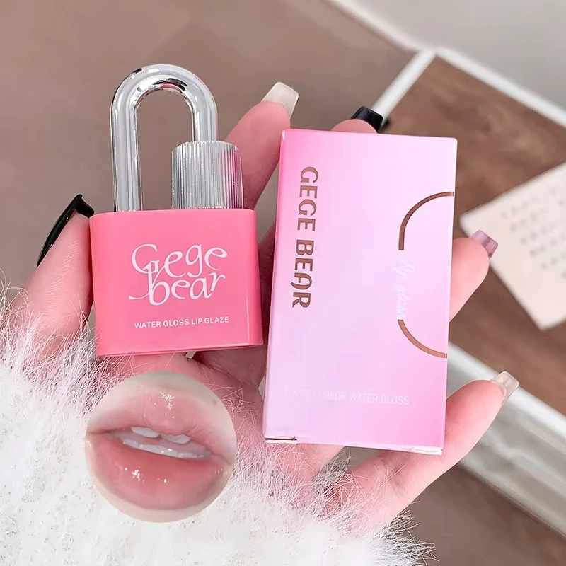 락 디자인 글로스 립 틴트 수분 미러 젤리 립 글레이즈 워터라이트 립 글로스 롱래스팅 방수 글로시 베리 레드 틴트