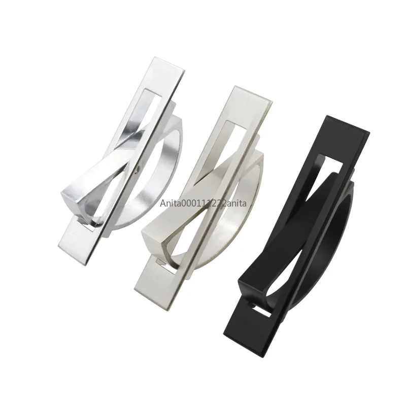 

Hidden Door Handles Zinc Alloy Recessed Flush Pull Cover Floor Cabinet Handle Bright Chrome Dark Furniture Hardware