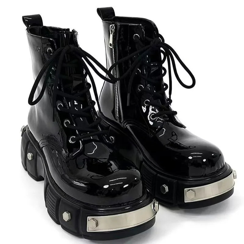 2026 جديد سميك سوليد أسود عالي الجودة/منخفض أعلى أحذية دراجة نارية للرجال ، أحذية دراجة نارية نسائية ، أحذية زوجين حجم 35-45 #3