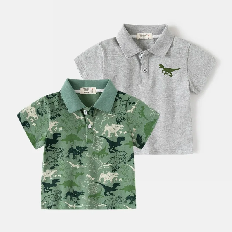 

Boys Summer Short Sleeve Polo Shirt 2026 New Arrival All Over Print Top Fashion Toddler Casual Collared T-Shirt Kids Clothing