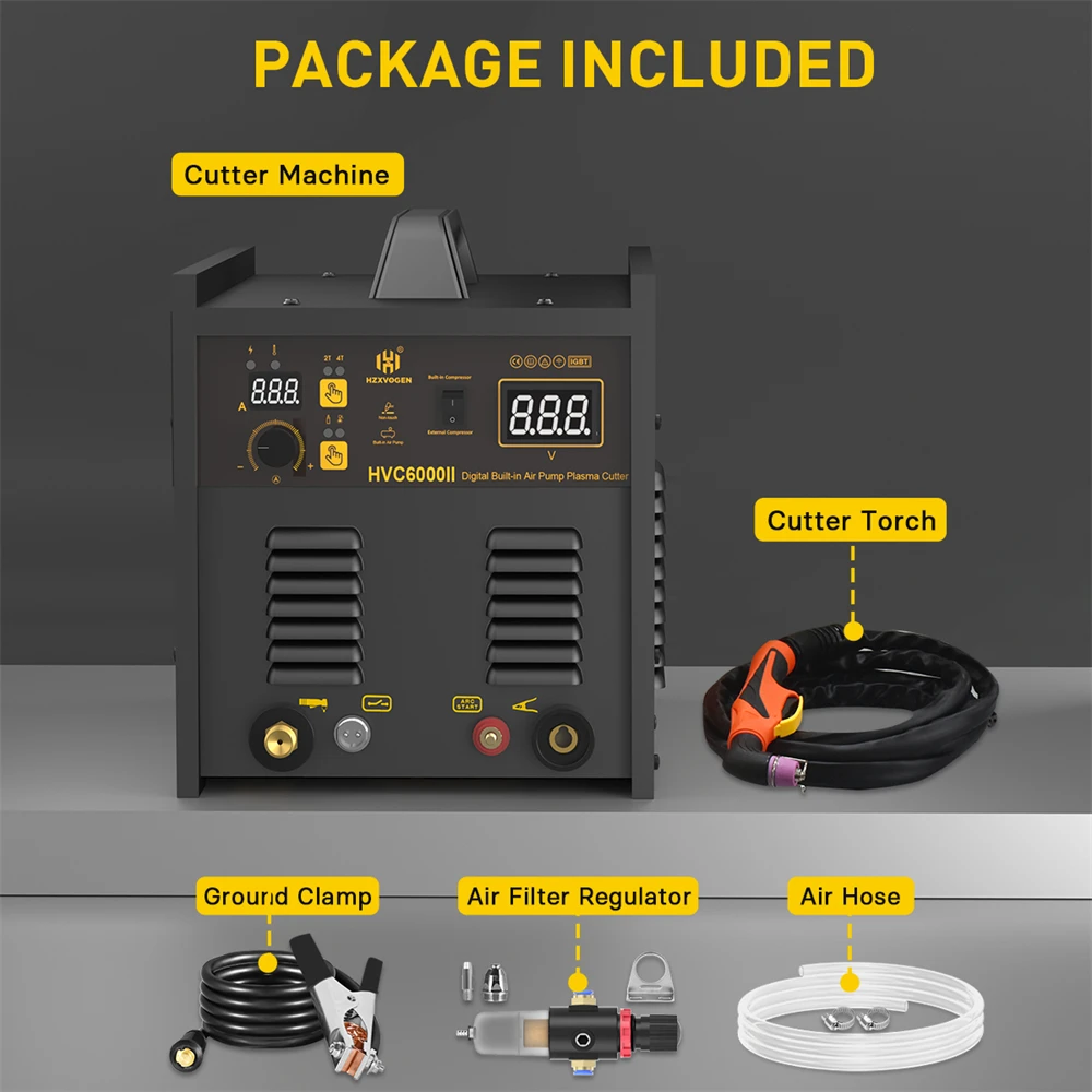 HZXVOGEN 50A HF NON-TOUCH Air Inverter Plasma Cutter With Built-in Air Compressor 2T/4T 220V Cutting Thickness Cutter Machine