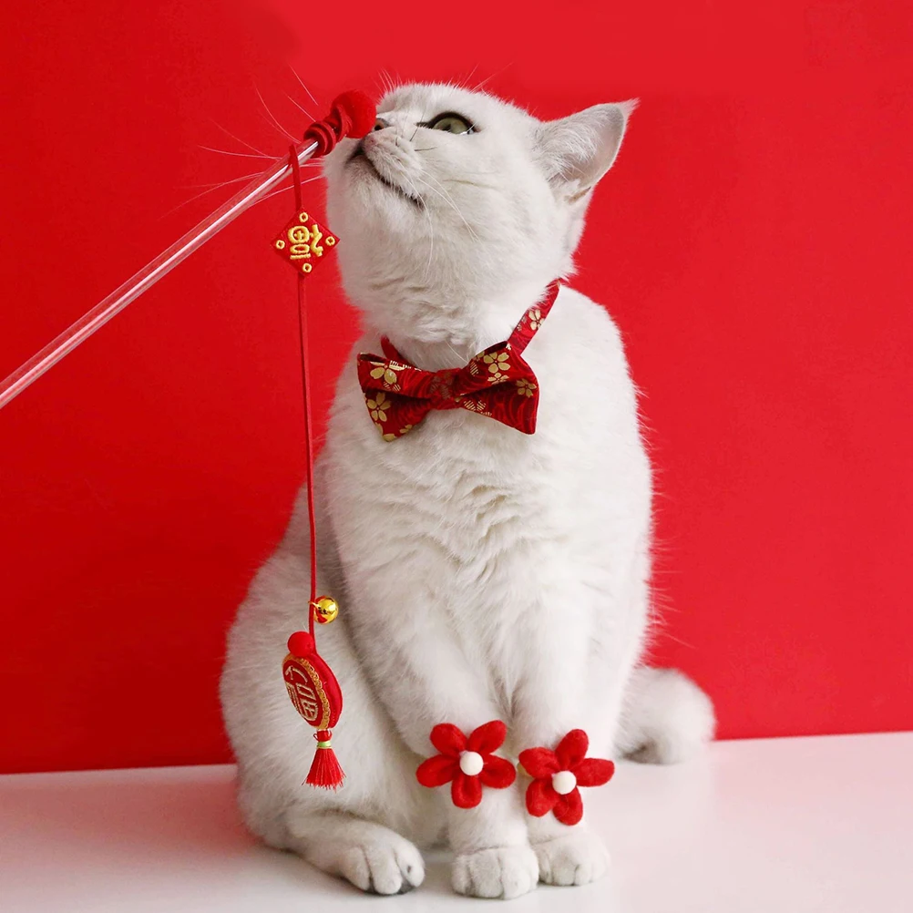 

1 Set New Year Costume Kit Chinese Style Pet Decoration Fancy Collar For Small Durable Cat Neck Decor Comfortable Pet Collar For