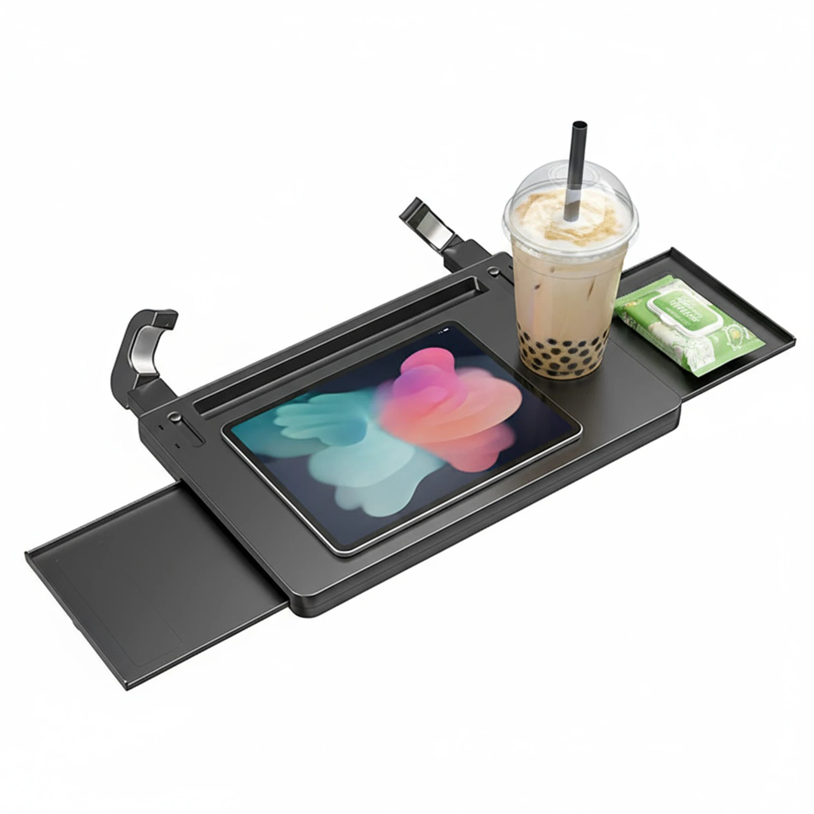 

Car Steering Wheel Desk with Dual Slide-Out Trays Food Table for Car Adjustable Laptop Tray for Laptop Eating Food Writing