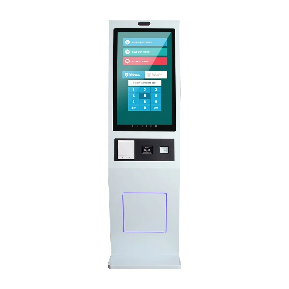 VISIGN freestanding self service payment terminal kiosk 27 32 43 55 inch LCD capacitive touch screen with QR scanner printer NFC