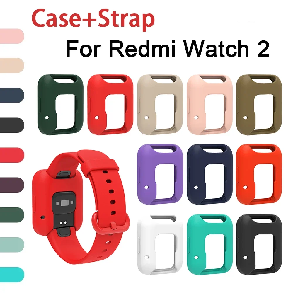 Pulseira de silicone para redmi watch 2 lite, capa protetora, pulseira esportiva, fitness, acessórios de substituição