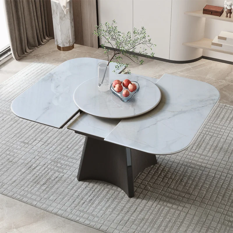 

Microcrystalline Stone Square Dining Table Retractable Supercrystalline Stone Modern Simple Living Room Household Stretching Mul