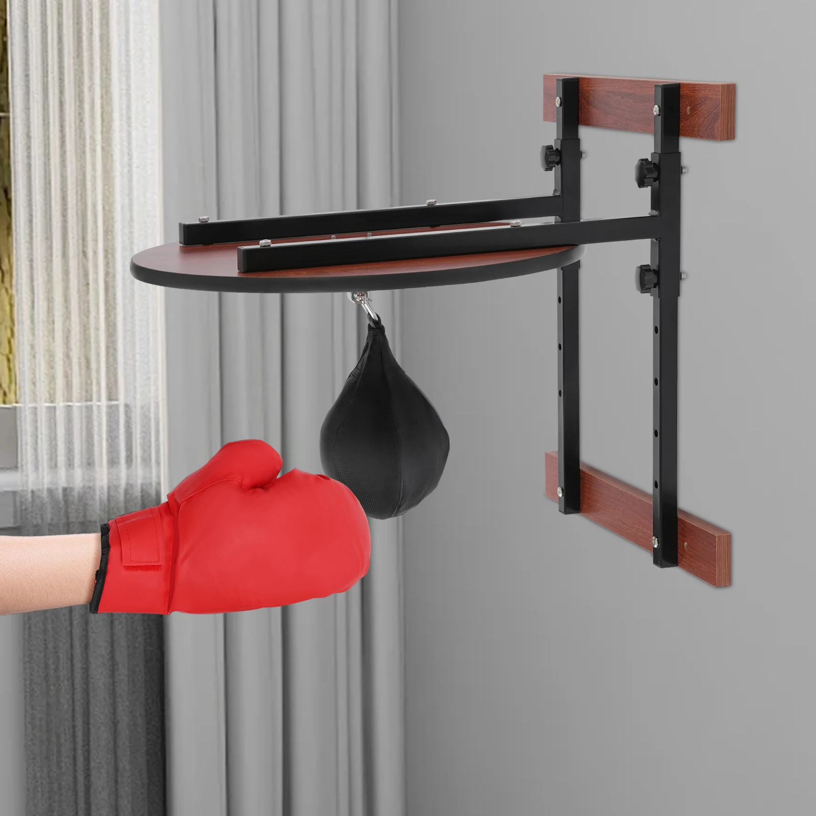 Wall-mounted Boxing Speed Bag Platform Kit, 360° Rotation 5-Speed Height Adjust, 220.46lbs Load for Boxing Reflex Training