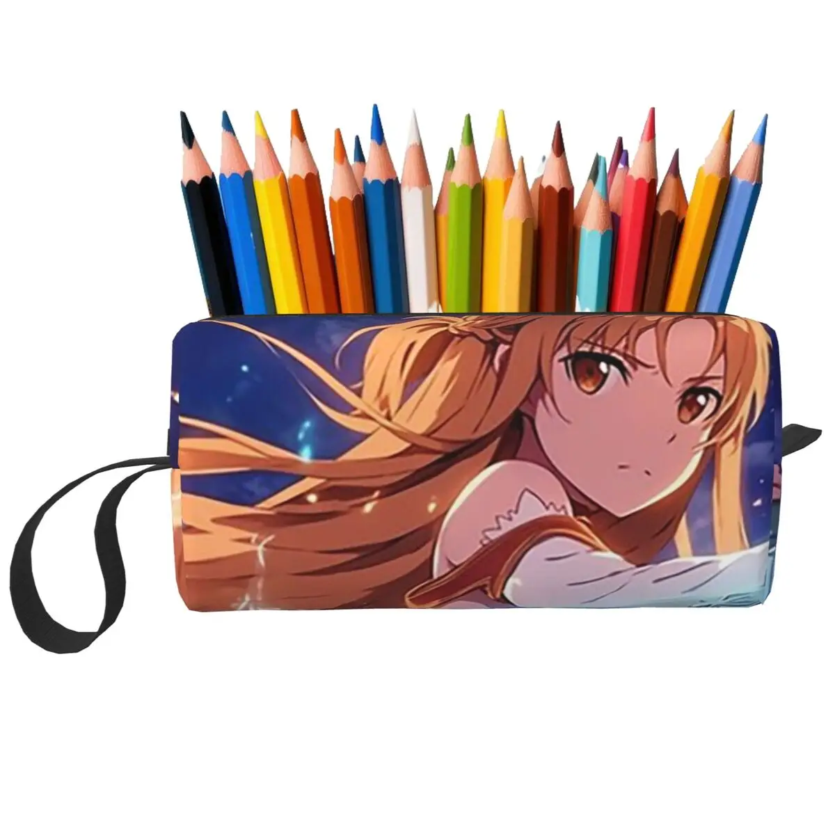Estuche para lápices de Anime Sword Art Online Yuuki Asuna, regalos para estudiantes, caja para bolígrafos, bolsa para lápices, suministros de papelería, bolsa de cosméticos de viaje para mujer