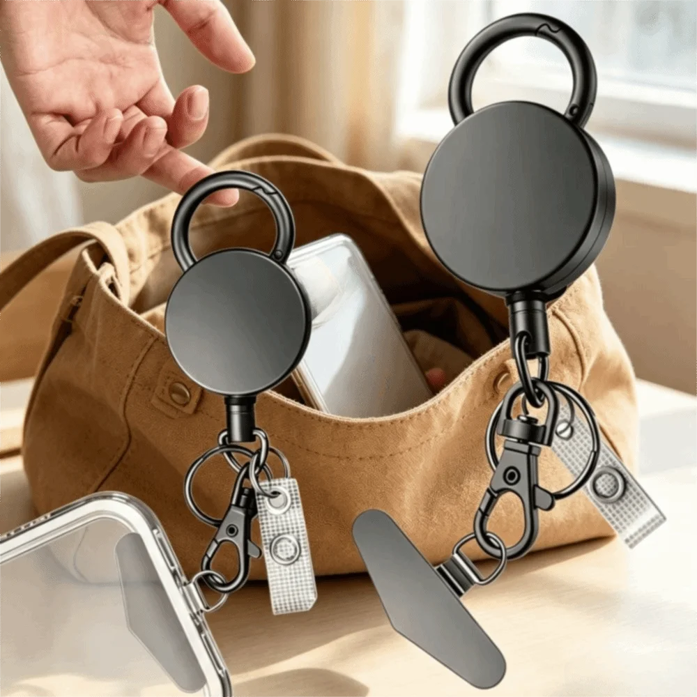 Retractable Phone Holder Lanyard Anti-Drop Metal Clip Anti-Theft Lanyard Safety Lanyard Anti-Theft Retractable Keychain