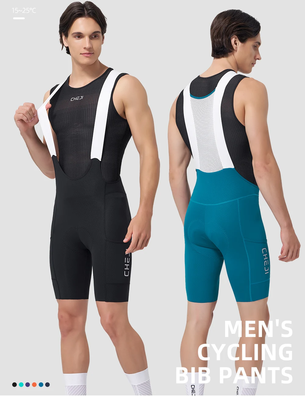 Cheji Herren-Radlerhose mit Trägern – Detail 2