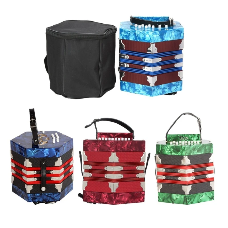 

Concertina Instrument 20 Key 40 Hexagon Accordion Portable Concertina Accordion with Adjustable Hand Strap