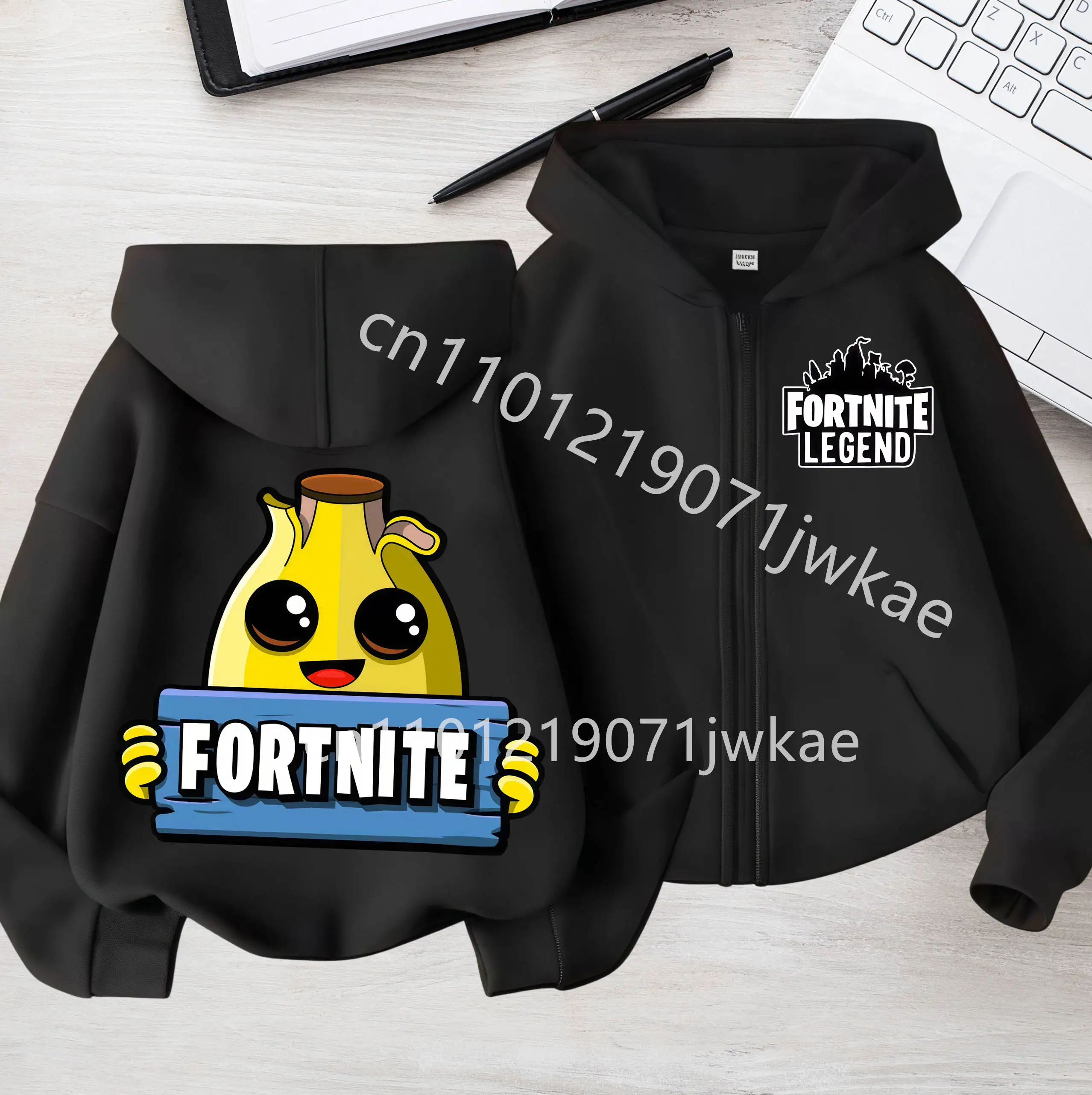 Abrigos y Chaquetas para Niños, Primavera 2026, Ropa Infantil, Nueva Sudadera con Cremallera Fortnite, Sudadera con Capucha de Dibujos Animados, Informal y Transpirable