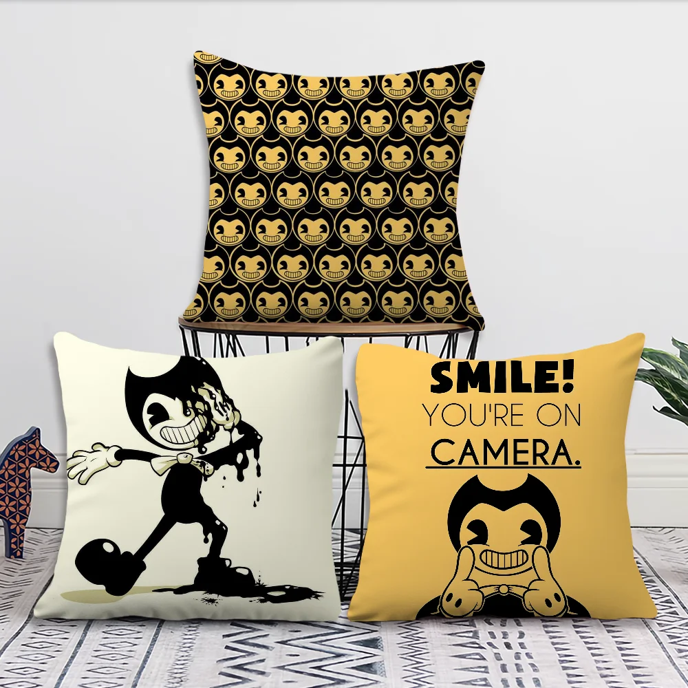 B-Bendy and the Ink Machine Cartoon Pillow Case Short Plush Velvet Rectangle Cases Room Decor Home Decoration Cushions Cover