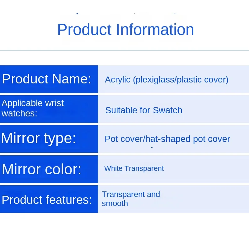 Do szkła Swatch Akrylowe szkło organiczne / gumowa osłona Lustro w kształcie kapelusza / osłona garnka W kształcie szklanej tarczy ochronnej Wymień akcesoria