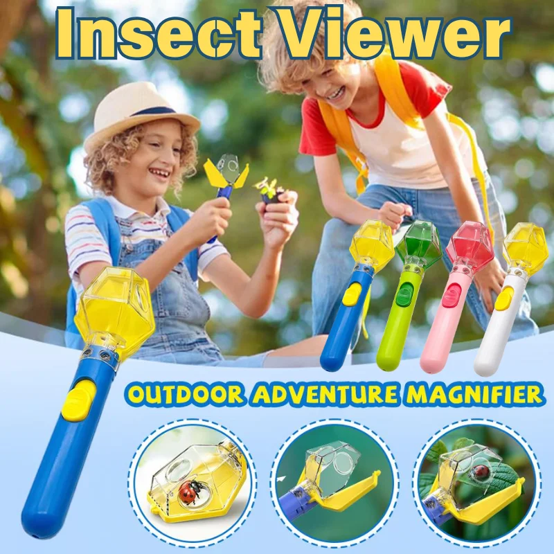    Outil de capture d'insectes multicolore pour enfants avec loupe 6X, boîte d'observation des insectes, jouet éducatif d'exploration scientifique pour l'extérieur et le jardin, cadeau
