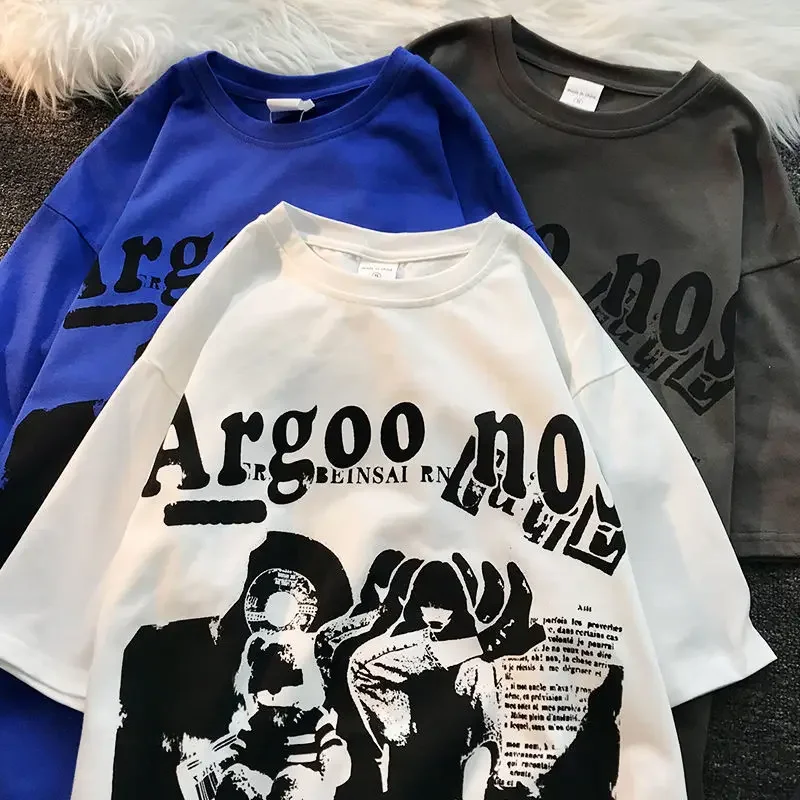 Camiseta con estampado Retro gótico para mujer, Top holgado, estilo Harajuku, Hip Hop, fresco, Y2K, gran tamaño con personalidad callejera